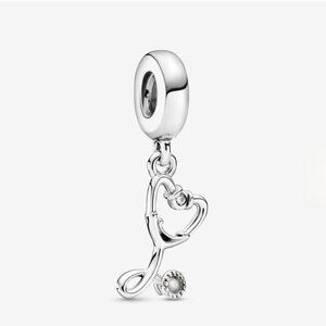 Pandora Stethoscope Heart Dangle Charm – Sterling Silver & Cubic Zirconia